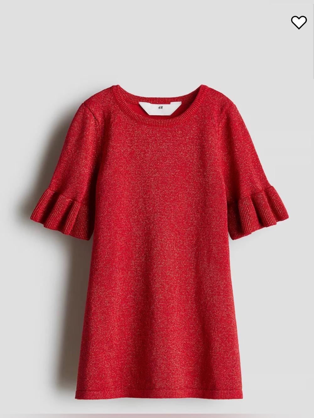 H&M Glitter Red Knit Dress with Ruffle Sleeves